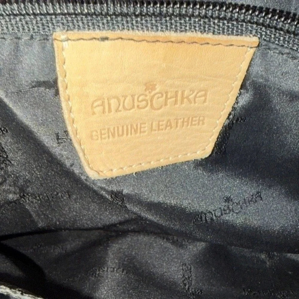 Anuschka Hand Painted Leather Shoulder Bag‎ Abstract Geometric Multicolor Tote